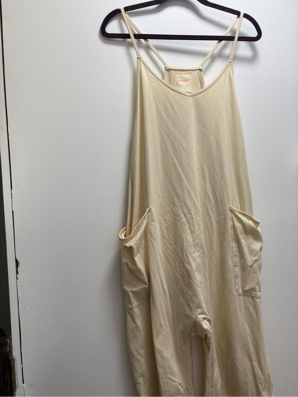 Free people Movement Cream Strappy Cotton Romper w/ Pockets- Quiet minimalist